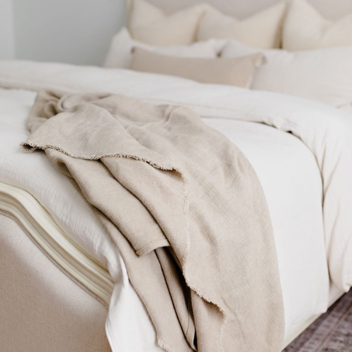 Selena Linen End of Bed Blanket (Dusty Beige) Top Knot Living